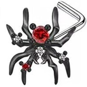 2 Spider Nose Rings Studs Women Surgical Steel Spiders Nose Jewelry Statement